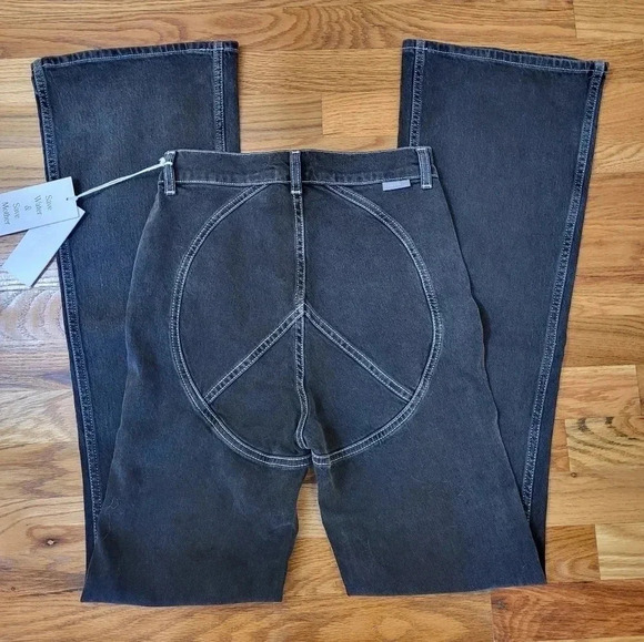 Boyish The Ricky High Rise Flare in Wonder Wall Peace Sign Jeans(26)NWT - Picture 4 of 14